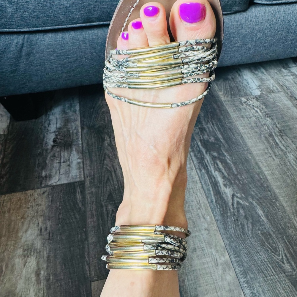 Tory Burch Gold Accent Gladiator Sandals - Picture 2 of 5